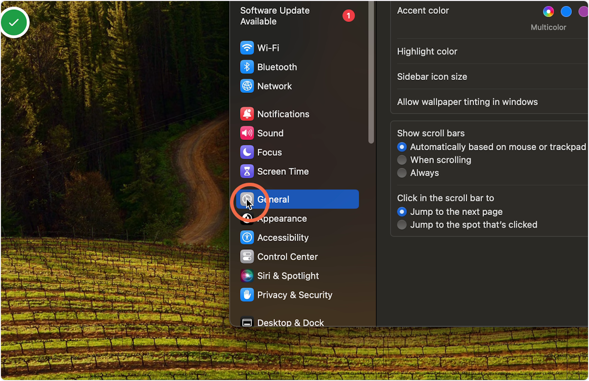 Within System Settings, select General.
